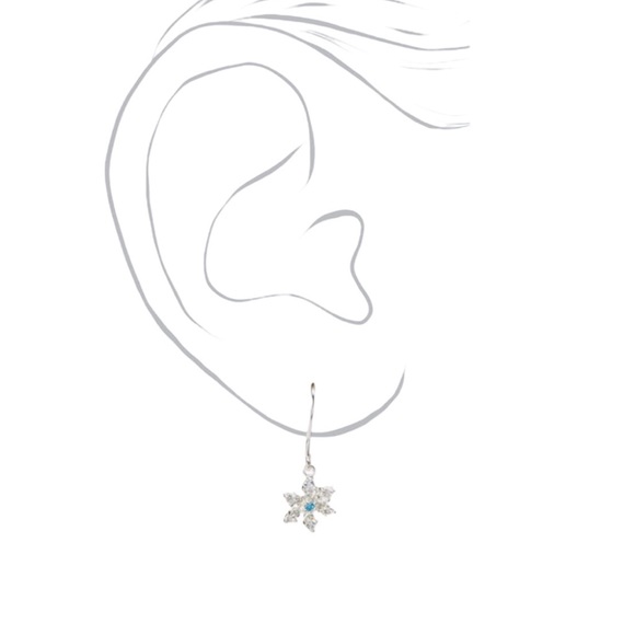 BNWT Claire’s Sterling Silver 925 Cubic Zirconia Snowflake Earrings - Picture 3 of 3